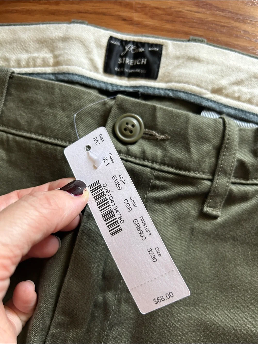 NWT J. Crew Slim Stretch Chino Pants Men's size 32W x 30L